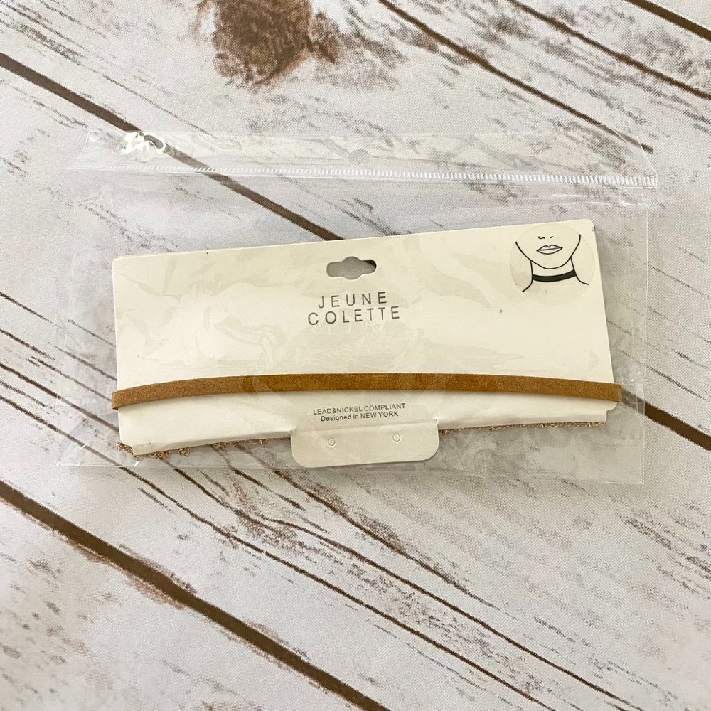 Jeune Colette Women's Tan Faux Suede Choker Necklace Fashion Jewelry